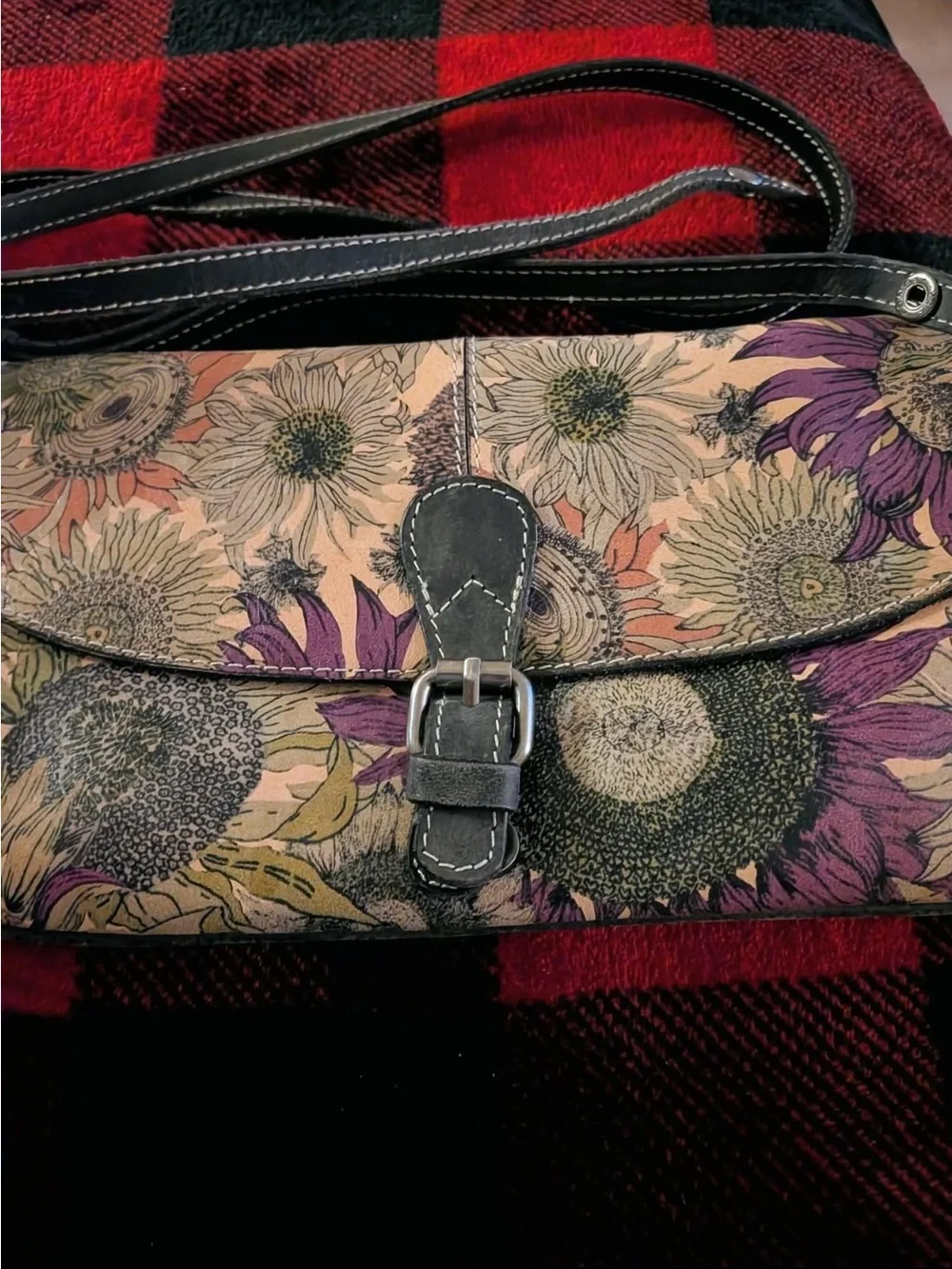 Patricia Nash Sunflower Leather Convertible Crossbody/Wristlet, good condition